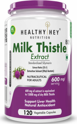 HealthyHey Nutrition Milk Thistle Extract 600 Mg -120 Vegetable Capsules(600 mg)