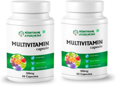 nishtham ayurveda Plant Based Multivitamin Capsules for Immunity and essential Vitamins(2 x 60 Capsules)