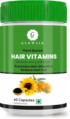 G GLOWSIK Hair Vitamins for Hair Regrowth & Control Hairfall with Biotin & Iron - 60 Caps.(60 Capsules)
