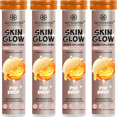 Nutriherbs Skin Glow L-Glutathione Effervescent Tablet with Vitamin C & E - Orange(4 x 15 Tablets)