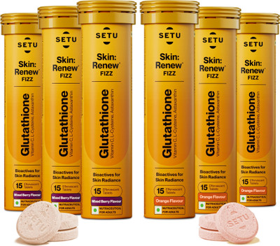 SETU Skin Renew 500mg Glutathione Tablets with Vitamin C for Glowing Skin(90 Tablets)