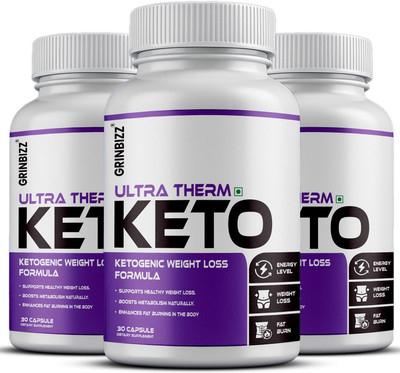 grinbizz Keto Capsules: Powerful Burner with BHB Salts for Fast Ketosis & Weight Loss(3 x 30 Capsules)