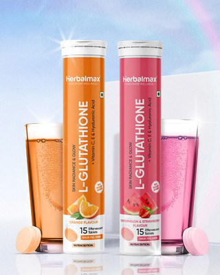 Herbal max L-Glutathione Effervescent 600mg with Vitamin C to Reduce Pigmentation(2 x 15 Tablets)