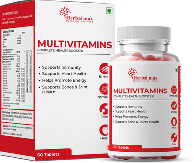 Herbal max Multivitamins with Immunity Boosters, for Energy, Heart, Bones & Joint Health(60 Tablets)