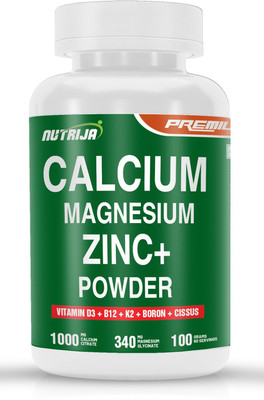 NutriJa Calcium Magnesium Zinc with Vitamin D3, Boron, K2 & B12 (100g Powder)(100 g)