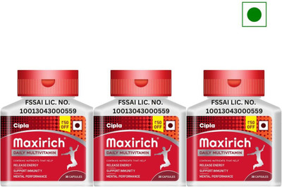 Cipla Maxirich Daily Multivitamin Botttle(3 x 30 Capsules)