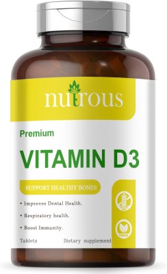 Nutrous Plant Based Vitamin D3 K2 MK7 Supplement Veg (H133)(60 Tablets)