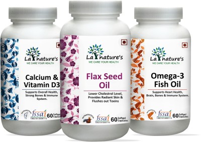 La Natures Calcium & Vitamin D3 + Flaxseed Oil + Omega3 Fish Oil Capsule(3 x 60 Capsules)