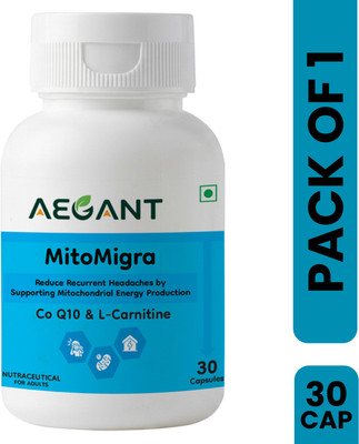 AEGANT MitoMigra CoQ10 L-Carnitine Energy Support 30 Capsules(30 Capsules)