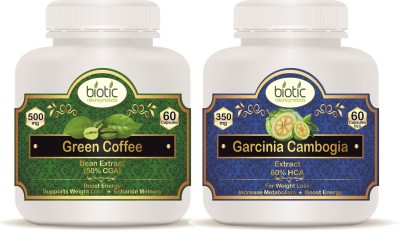 biotic Green Coffee Bean and Garcinia Cambogia Extract Veg. Capsules for Weight Loss(2 x 60 No)