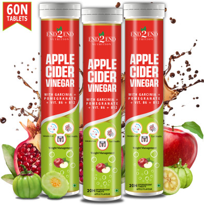 End2End Nutrition Apple Cider Vinegar Effervescent Tablet for Weight Loss with Vitamin B6 & B12(3 x 20 Tablets)