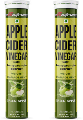 Existrong Apple Cider Vinegar Effervescent with Vitamin B6 B12 & Pomegranate Green Apple(2 x 15 Tablets)