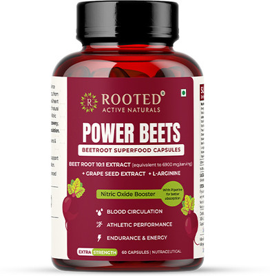 ROOTED Power Beets Capsules - (10:1) Beet Root extract with L-Arginine(60 Capsules)