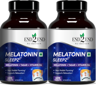 End2End Nutrition 5mg Melatonin With 125mg Tagar to Help You Fall Asleep Faster(2 x 60 Tablets)