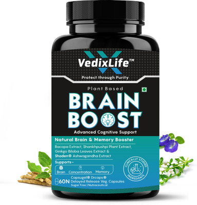 VedixLife Brain and Memory Booster Capsule | Memory, Focus & Clarity(60 Capsules)