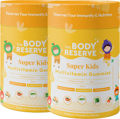 THE BODY RESERVE Super Kids Multivitamin Gummies Daily Essential Vitamins B C D E B12 for Kids(2 x 30 No)