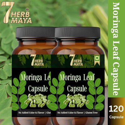 7Herbmaya Premium Moringa Leaf Powder Capsules _ Natural Moringa Capsule _ Moringa Tablets(2 x 60 Capsules)
