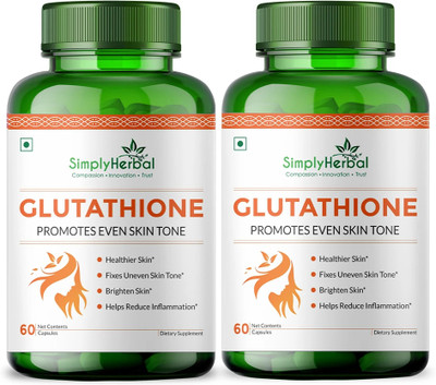 Simply Herbal Glutathione with Vitamin C,E & Grapeseed Extract for Skin Lightening & Whitening(2 x 60 Capsules)