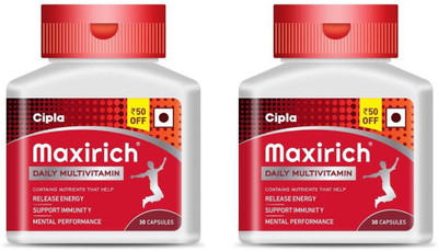 Cipla Maxirich Daily Multivitamin & Minerals Softgels Botttle(2 x 30 Capsules)