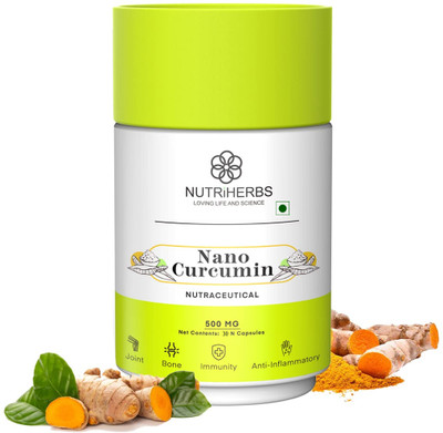 Nutriherbs Nano Curcumin (Haldi) Capsule Suport Joint Health, Boosts Immunity & Digestion(30 Capsules)