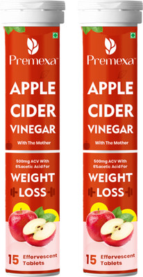 PREMEXA Weight Loss Apple Cider Vinegar with mother Effervescent Tablets| Vit. B6 & B12(2 x 15 Tablets)