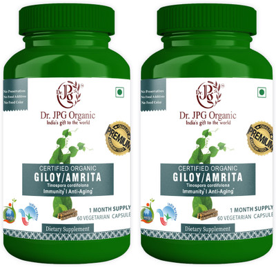 Dr. JPG Organic Giloy Capsules For Immunity 120 Veg. Capsules(2 x 60 Capsules)