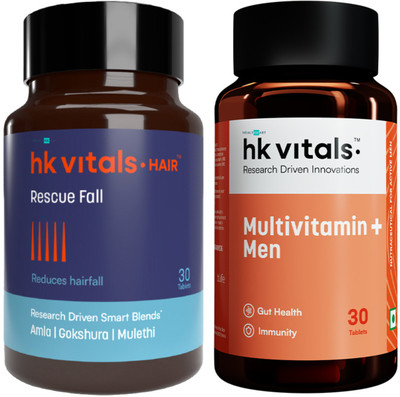 HEALTHKART hk vitals Multivitamin Plus Men with Hair Rescue Fall,(2 x 30 Tablets)