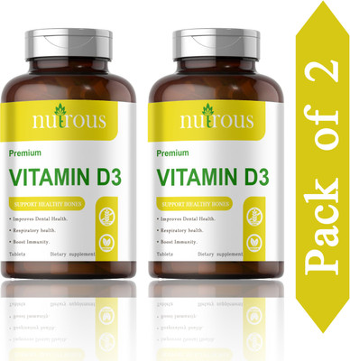 Nutrous Plant Based Vitamin D3 K2 MK7 Supplement Veg (S227)(2 x 60 Tablets)