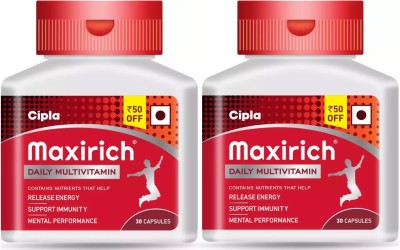 Cipla Maxirich Multivitamin Capsules For Energy, Immunity And Mental Performance(2 x 30 No)