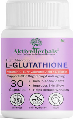 AktiveHerbals L Glutathione Skin Lightening with Vitamin C & E, Biotin High Absorption(30 Capsules)