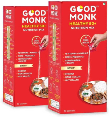 Good Monk Healthy 50+ Nutrition Mix|Energy&Bone Health|Multivitamin,Probiotic, Ashwagandha(2 x 30 No)