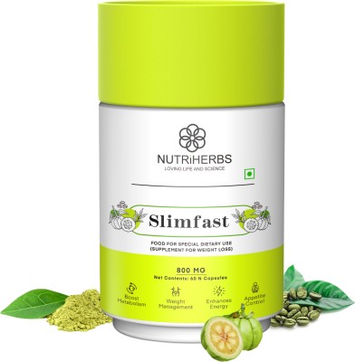 Nutriherbs Slimfast Capsule for Weight Loss | Supports Healthy Digestion & Metabolism(60 Capsules)