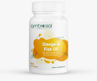 Ambrosial Omega 3 Fish Oil Capsules 1000mg Omega 3 capsule with 180 mg EPA & 120 mg DHA(60 Capsules)