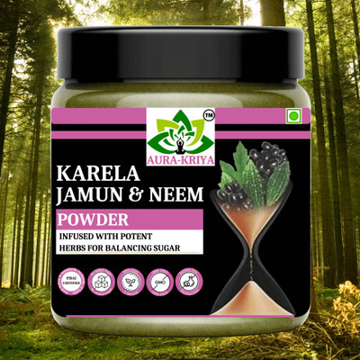 Aura Kriya Neem Karela Jamun Powder for Sugar Control | Pure Neem Karela Jamun Powder(4 x 100 g)