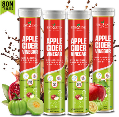 End2End Nutrition Apple Cider Vinegar for Weight Loss | Fat Loss Drink with Vitamin B6 & B12(4 x 20 Tablets)