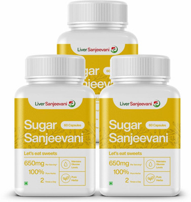 Liver Sanjeevani Sugar Sanjeevani Ayurvedic Supplement for Blood Sugar Support & Insulin Function(3 x 30 Capsules)