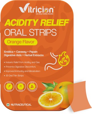 Vitricion Acidity Relief Oral Strips | Instant Relief for Acidity, Gas & Digestion | Strip(30 No)