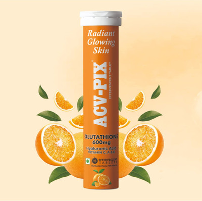 acv-pix 600mg GLUTATHIONE & VIT.C EFFERVESCENT TAB FOR CLEAR GLOWING & REDIANCE SKIN(15 Tablets)