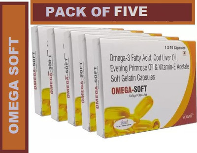 Knoll OMEGA SOFT CAPSULE OMEGA 3 COD LIVER OIL VITAMIN E SOFT GEL CAPSULES (5 STRIPS)(5 x 10 Capsules)