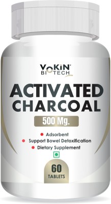 Vokin Biotech Activated Charcoal-500Mg Support Skin Health | Teeth Whitening(60 Tablets)