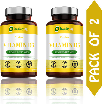 Healthy Tag Plant Based Vitamin D3 K2 MK7 Supplement Veg (D227)(2 x 60 Tablets)