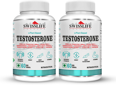 SWISSLIFE FOREVER Testosterone for Men |Tribulus 1000mg| Improves Muscle Strength & Boost Stamina(2 x 60 Tablets)