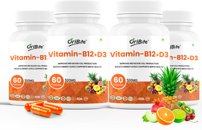 Oribite Vitamin-B12+D3 Capsules: Improves Red Blood Cell | Boosts Energy Levels(4 x 60 Capsules)