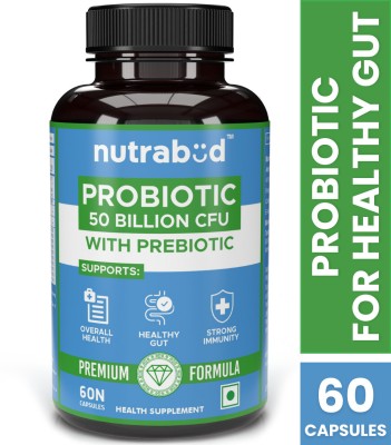 Nutrabud Probiotic Supplement 50 Billion CFU for Men & Women - 20 Strains(60 Capsules)