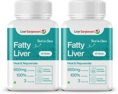 Liver Sanjeevani Fatty Liver Supplement Extract 30 Capsules with 16 Pure Potent Ayurvedic Herbs(2 x 15 Tablets)