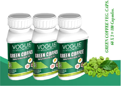 Vogue Green Coffee Bean Extract Capsules Natural Antioxidant For Weight Management(3 x 60 Capsules)