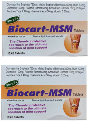 Shrey's Biocart-MSM , Rutin - 120 Tablets (for Joint-Cartilage Support & Pain Relief)(2 x 60 Tablets)