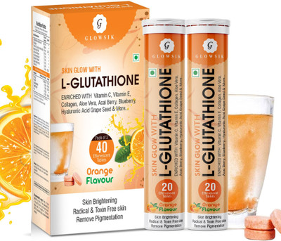 G GLOWSIK Glutathione Skin Glow 40 Effervescent Tablet with collagen Healthy Glowing skin(2 x 20 No)
