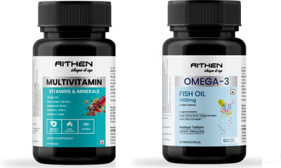 AITHEN Omega 3 Fish Oil 1000 mg with 460 mg EPA and 380 mg DHA & Multivitamin Combo(2 x 60 Tablets)