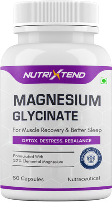 Nutrixtend Magnesium Glycinate For Muscle Recovery, Better Sleep & Stress Control(60 Capsules)